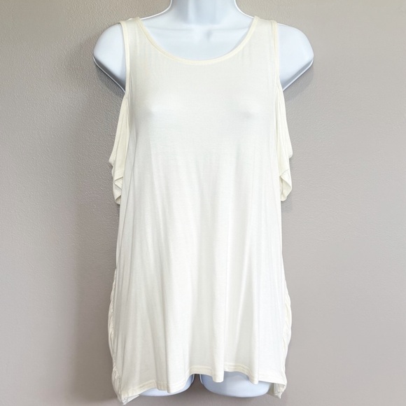 She + Sky Apricot Lane Cold Shoulder Open Cross Back Blouse NWT Womens Small - Picture 1 of 7